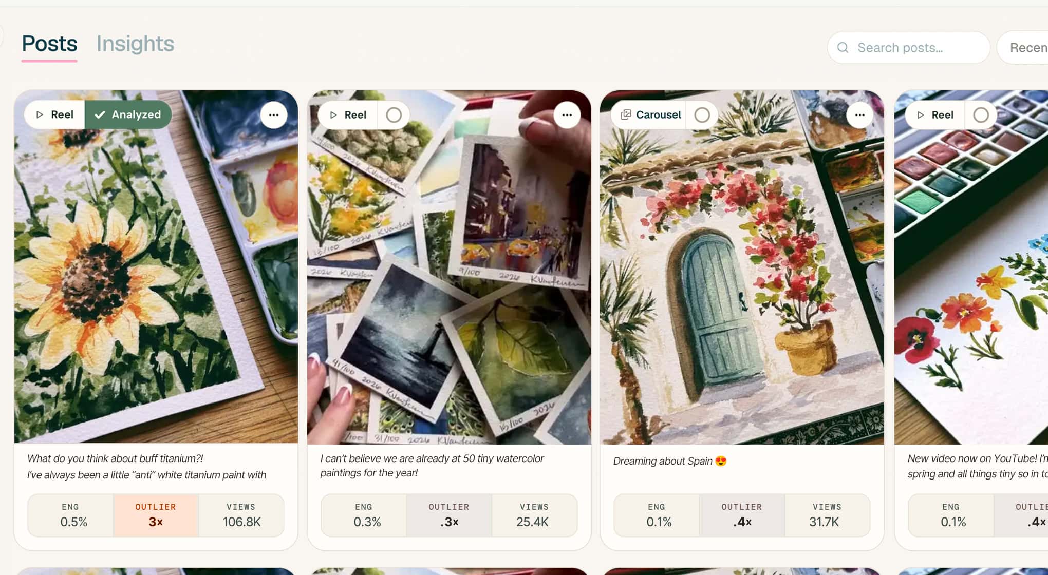 Marshmallow dashboard showing your synced Instagram posts